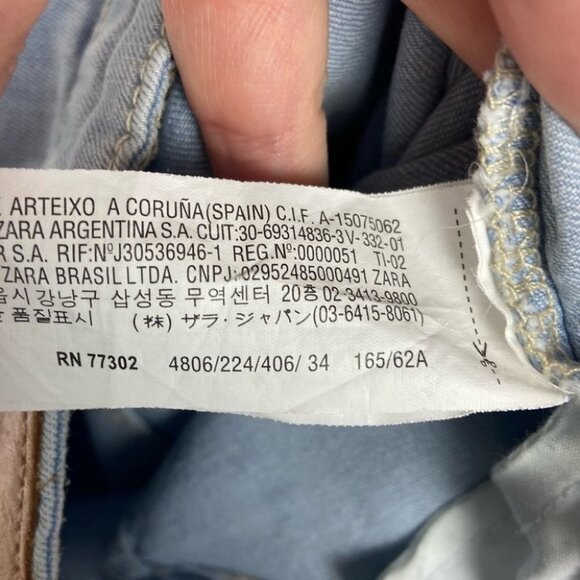 Zara Basic Classic Skinny Jeans Light Blue Wash Size 2 Distressed Busted Knee - Picture 10 of 14